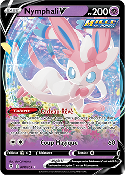 Carte Pokémon Ultra rare V Nymphali V 74/203 de la série Évolution Céleste