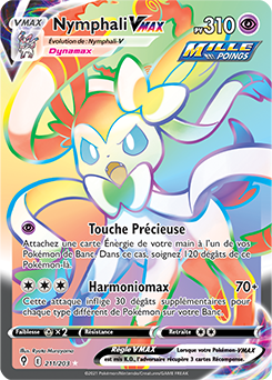 Carte Pokémon Rainbow VMAX Nymphali VMAX 211/203 de la série Évolution Céleste