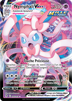 Carte Pokémon Ultra rare VMAX Nymphali VMAX 75/203 de la série Évolution Céleste