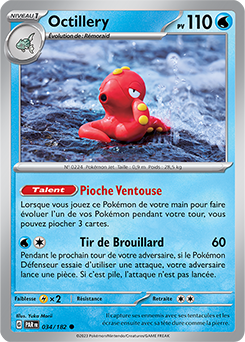 Carte Pokémon Communes Octillery 34/182 de la série Faille Paradoxe