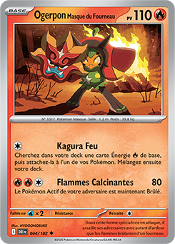 Carte Pokémon Peu commune Ogerpon Masque du Fourneau 44/182 de la série Rivalités Destinées