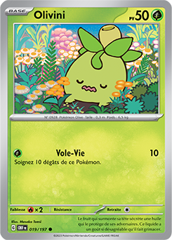 Carte Pokémon Communes Olivini 19/197 de la série Flammes Obsidiennes