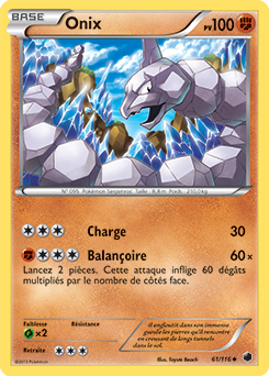 Carte Pokémon Onix 61/116 de la série Glaciation Plasma en vente au meilleur prix
