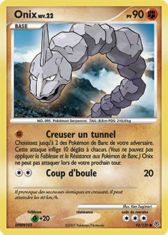 Carte Pokémon Commune Onix 92/130 de la série Diamant & Perle