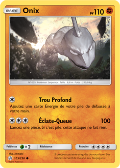 Carte Pokémon Onix 105/236 de la série Éclipse Cosmique en vente au meilleur prix