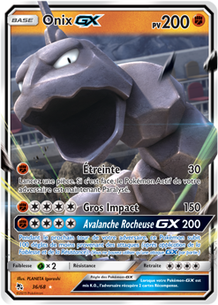 Carte Pokémon Onix GX 36/68 de la série Destinées Occultes en vente au meilleur prix