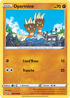 Carte Pokémon Communes Opermine 106/196 de la série Origine Perdue