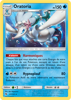 Carte Pokémon Rare Oratoria 67/214 de la série Tonnerre Perdu