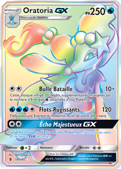 Carte Pokémon Secrète Rainbow GX Oratoria GX 149/145 de la série Gardiens Ascendants