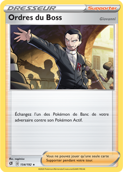 Carte Pokémon Holographique rare Ordres du Boss 154/192 de la série Clash des Rebelles