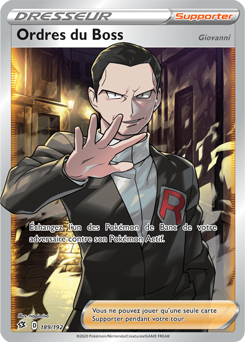 Carte Pokémon Dresseur Full Art Ordres du Boss 189/192 de la série Clash des Rebelles