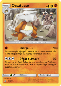 Carte Pokémon Ossatueur 91/214 de la série Alliance Infallible en vente au meilleur prix