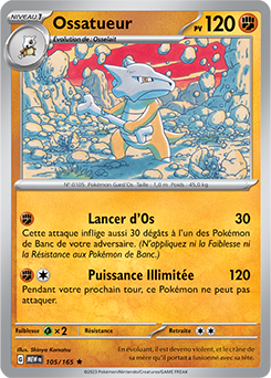 Carte Pokémon Ossatueur 105/165 de la série 151 en vente au meilleur prix