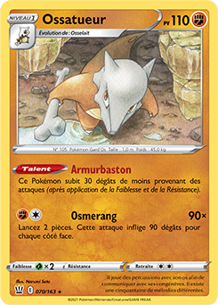 Carte Pokémon Ossatueur 70/163 de la série Styles de Combat en vente au meilleur prix