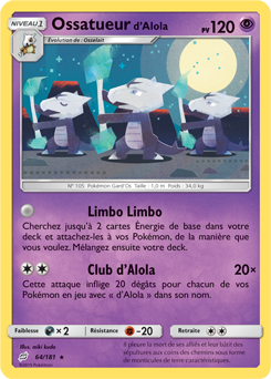 Carte Pokémon Rare Ossatueur d'Alola 64/181 de la série Duo de Choc