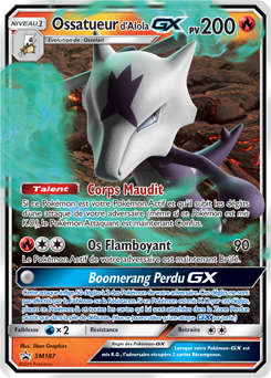 Carte Pokémon Promo Ossatueur d'Alola GX SM187 de la série Promos Soleil et Lune