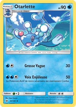 Carte Pokémon Peu commune Otarlette 40/149 de la série Soleil & Lune