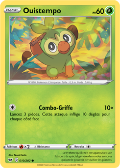 Carte Pokémon Commune Ouistempo 10/202 de la série Épée et Bouclier