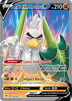 Carte Pokémon Full Art V Palarticho de Galar V 174/185 de la série Voltage Éclatant