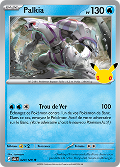 Carte Pokémon Rare Palkia 020/128 de la série 30e Anniversaire