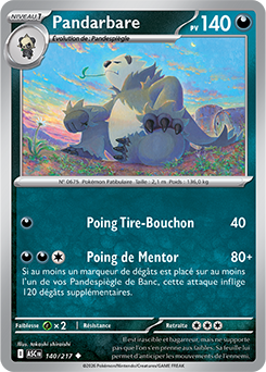 Carte Pokémon Pandarbare 140/217 de la série Héros Transcendants en vente au meilleur prix