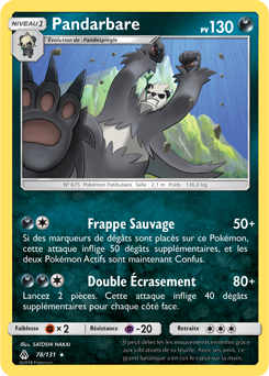 Carte Pokémon Pandarbare 78/131 de la série Lumière Interdite en vente au meilleur prix