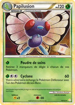 Carte Pokémon Rare Papilusion 16/123 de la série HeartGold SoulSilver