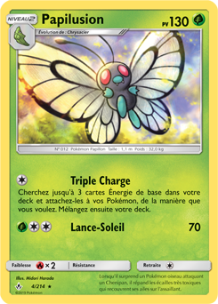 Carte Pokémon Rare Papilusion 4/214 de la série Alliance Infallible