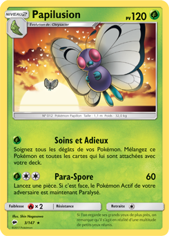 Carte Pokémon Rare Papilusion 3/147 de la série Ombres Ardentes