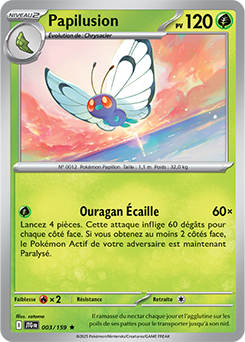 Carte Pokémon Rare Papilusion 3/159 de la série Aventures Ensemble