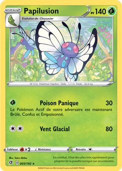 Carte Pokémon Rare Papilusion 3/192 de la série Clash des Rebelles