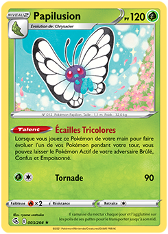 Carte Pokémon Holographique rare Papilusion 3/264 de la série Poing de Fusion