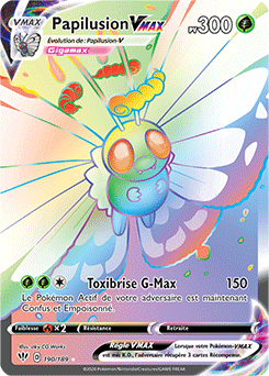 Carte Pokémon Papilusion VMAX 190/189 de la série Ténèbres Embrasées en vente au meilleur prix