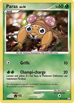 Carte Pokémon Commune Paras 92/123 de la série Trésors Mystérieux