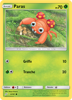 Carte Pokémon Paras 6/181 de la série Duo de Choc en vente au meilleur prix