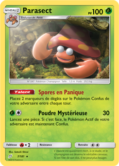 Carte Pokémon Rare Parasect 7/181 de la série Duo de Choc