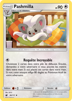 Carte Pokémon Pashmilla 86/111 de la série Invasion Carmin en vente au meilleur prix