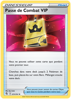 Carte Pokémon Peu commune Passe de Combat VIP 225/264 de la série Poing de Fusion