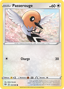 Carte Pokémon Passerouge 151/189 de la série Ténèbres Embrasées en vente au meilleur prix
