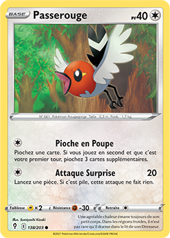 Carte Pokémon Passerouge 138/203 de la série Évolution Céleste en vente au meilleur prix