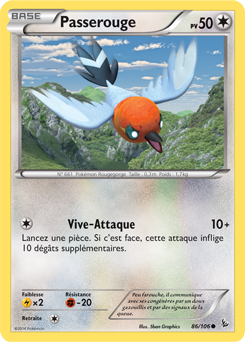 Carte Pokémon Passerouge 86/106 de la série Étincelle en vente au meilleur prix