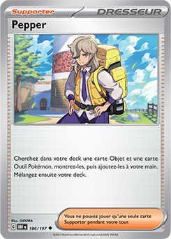 Carte Pokémon Peu commune Pepper 186/197 de la série Flammes Obsidiennes