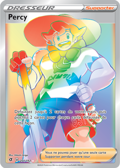 Carte Pokémon Secrète Rainbow Dresseur Percy 201/192 de la série Clash des Rebelles