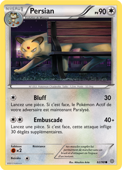 Carte Pokémon Commune Persian 62/98 de la série Origines Antiques