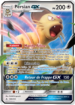Carte Pokémon Persian GX 149/214 de la série Alliance Infallible en vente au meilleur prix