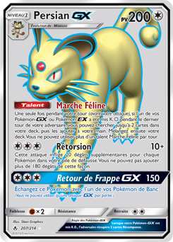 Carte Pokémon Pokémon Full Art Persian GX 207/214 de la série Alliance Infallible
