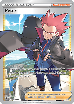 Carte Pokémon Dresseur Full Art Peter 192/195 de la série Tempête Argentée