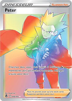 Carte Pokémon Rainbow Dresseur Peter 206/195 de la série Tempête Argentée