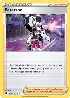 Carte Pokémon Peterson 058/073 de la série La Voie du Maître en vente au meilleur prix