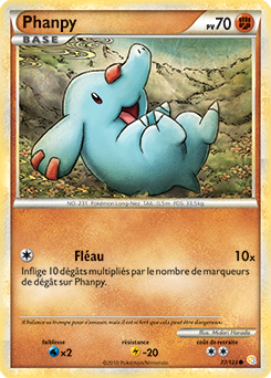 Carte Pokémon Commune Phanpy 77/123 de la série HeartGold SoulSilver